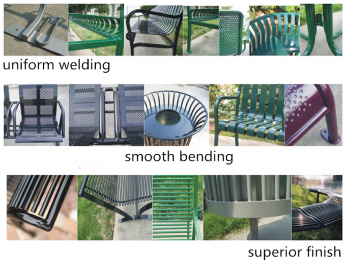 거리 가구 금속 좌석 벤치 목재 곡물 알루미늄 상업용 긴 정원 벤치 4