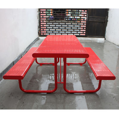 Outdoor Furniture Expanded Metal 6ft 8ft Long Rectangular Picnic Table Powder coated Steel Restaurant Outside Table