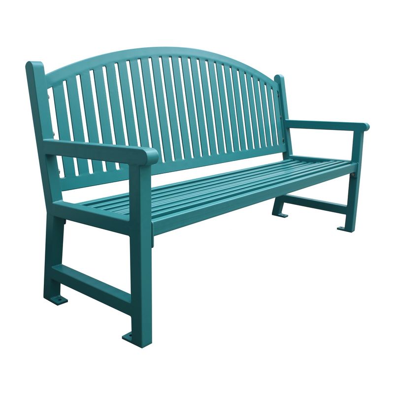 Public Outdoor Metal Benches , 6ft Garden Bench With Sandblasting Zinc Spraying Finish